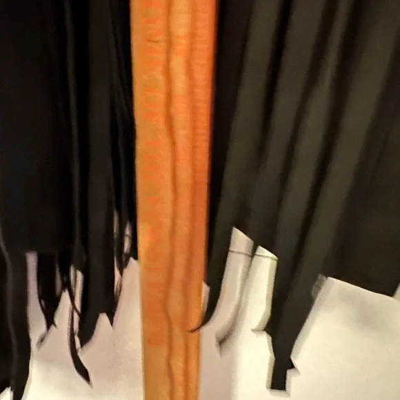 Y2K XL Fringe Black Faux Suede waist jacket cowgirl western festival Rock 90’s - Picture 7 of 12